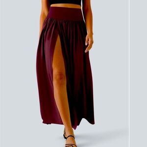 Elegant Burgundy Maxi Skirt by Halara